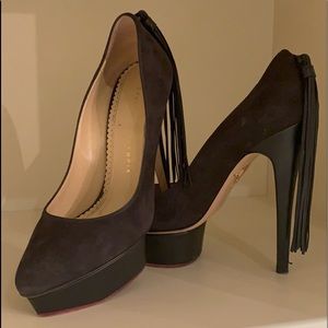 Charlotte Olympia Dark Horse tasselled suede pumps